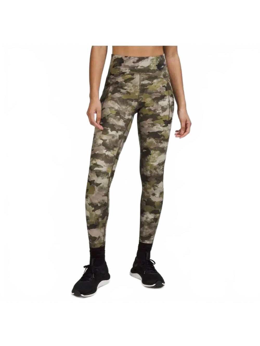 Lululemon Power Thru 25" Camo Wash Juniper Green Multi Size 14 NWOT